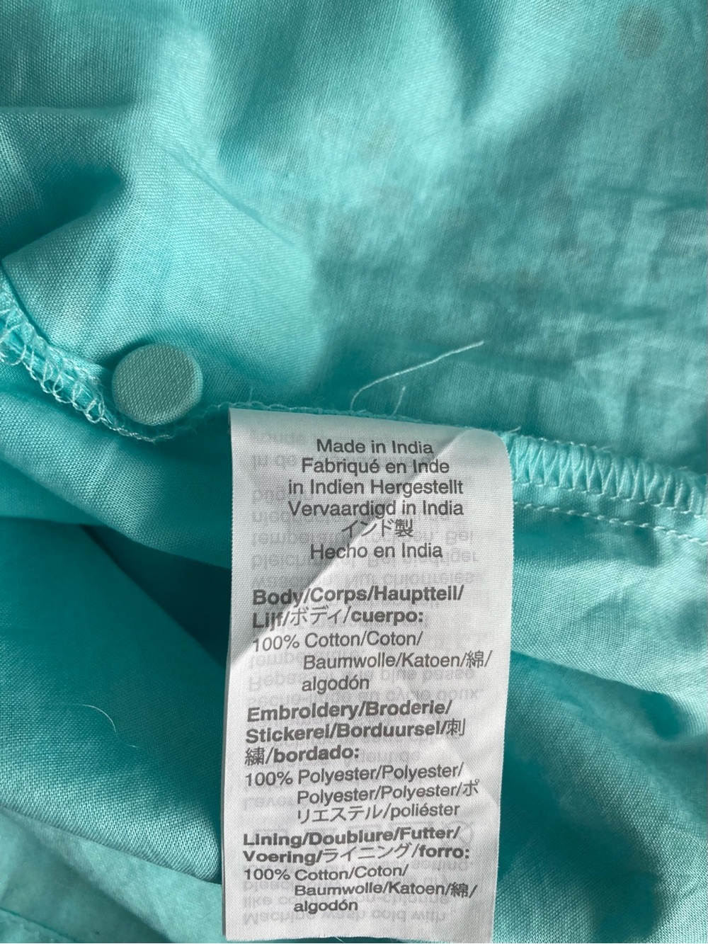 J. Crew Eyelet Lace Blouse Top Aqua Blue M High Neck Long Puff Sleeve Cotton - Picture 5 of 10